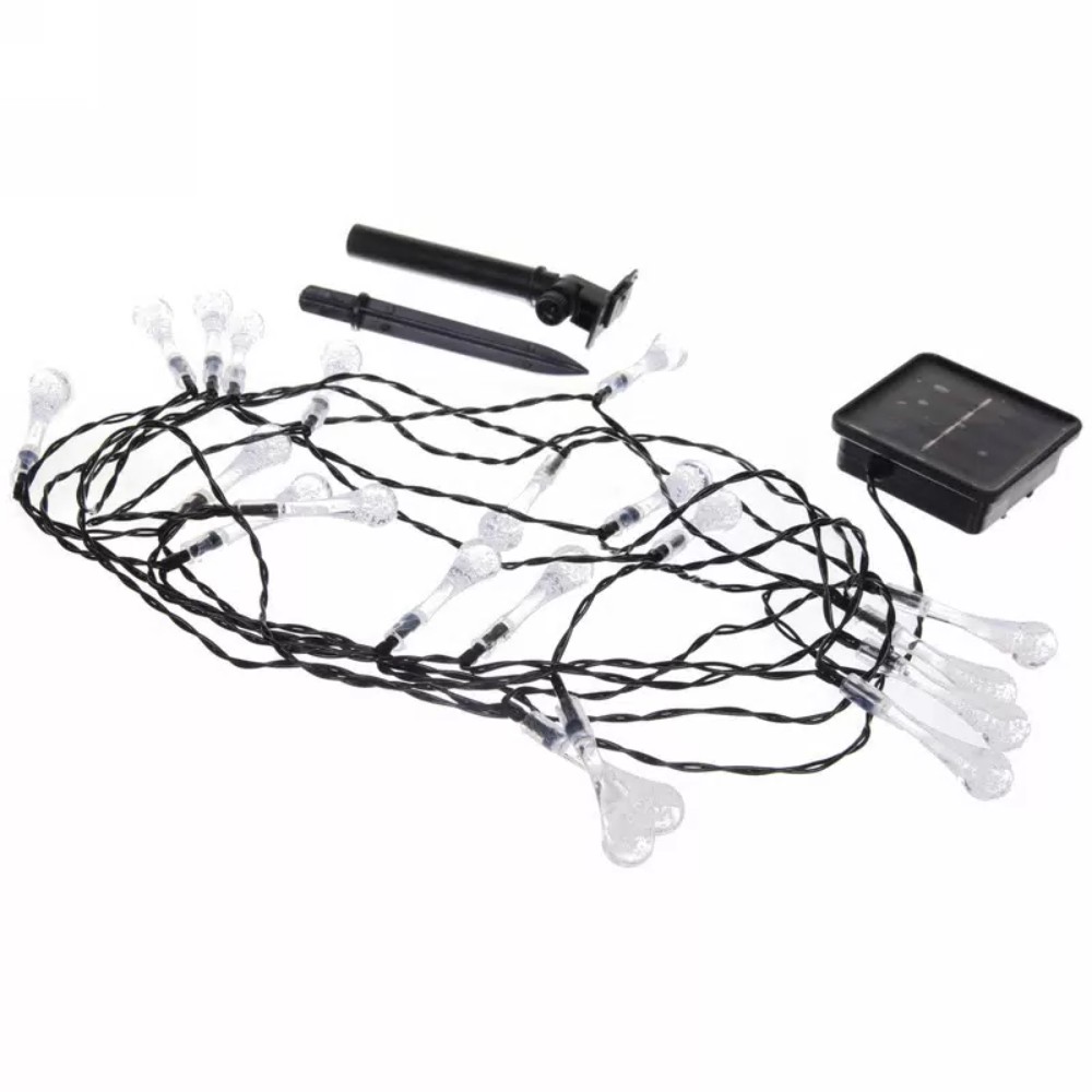 Гирлянда уличная "Капля рося", 3 м, 20 LED, тепло белый, солнечная батарея