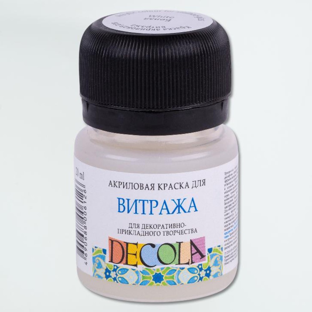 Краска акриловая для витража "Декола", 104 белая, 20 мл., банка