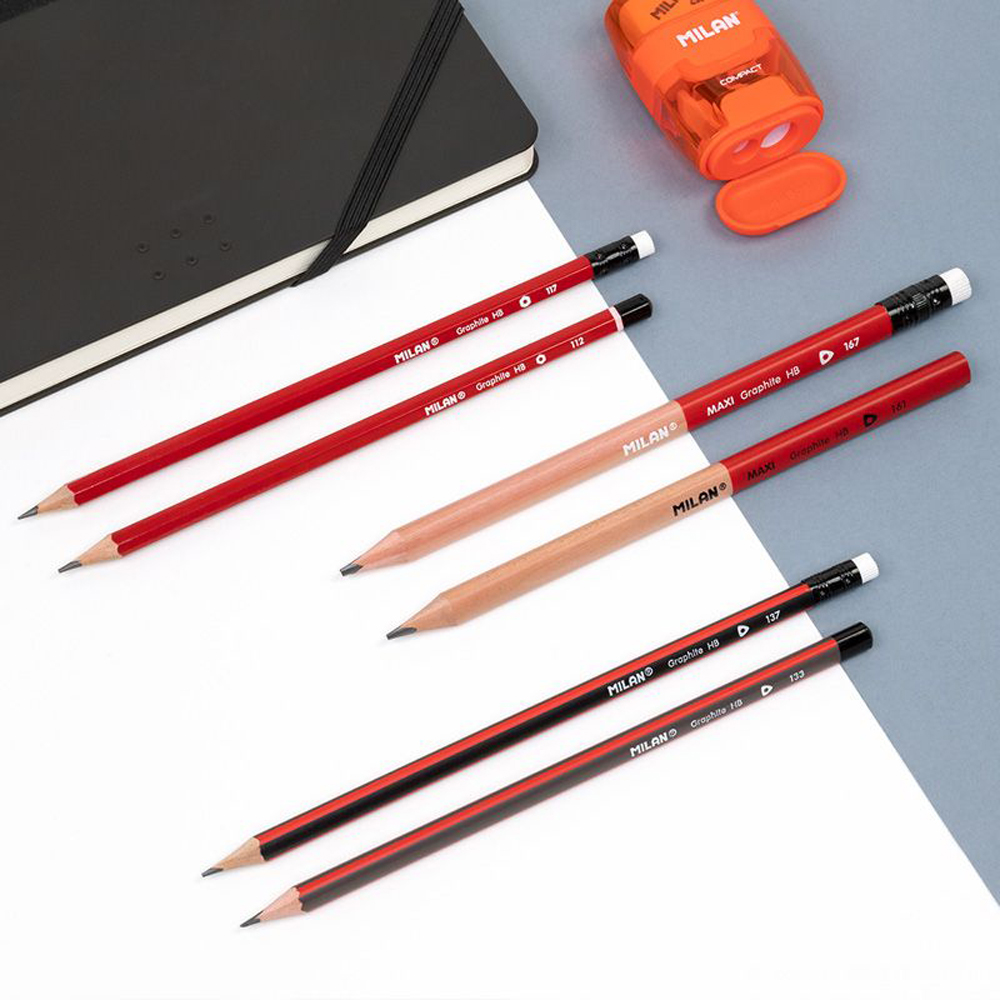 Карандаш простой "Milan", HB, без ластика, красный - 3