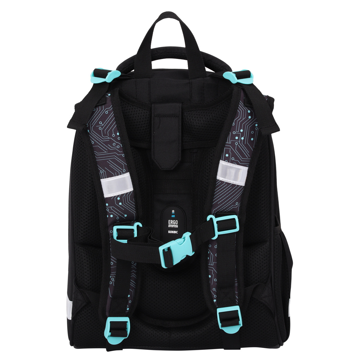 Рюкзак школьный "Ergo First. Микросхемы" черный, зеленый - 3