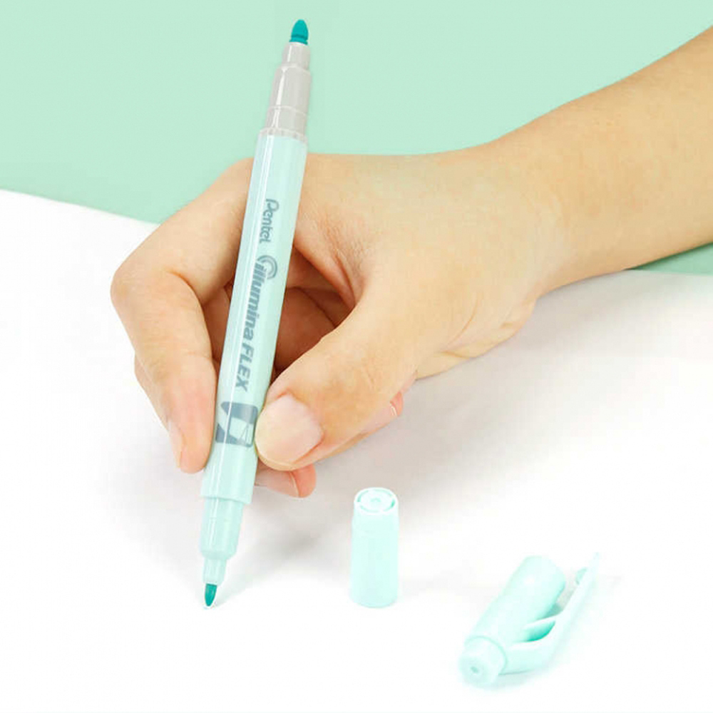 Маркер текстовый двусторонний «Pentel Illumina flex», пастельный, желтый - 8