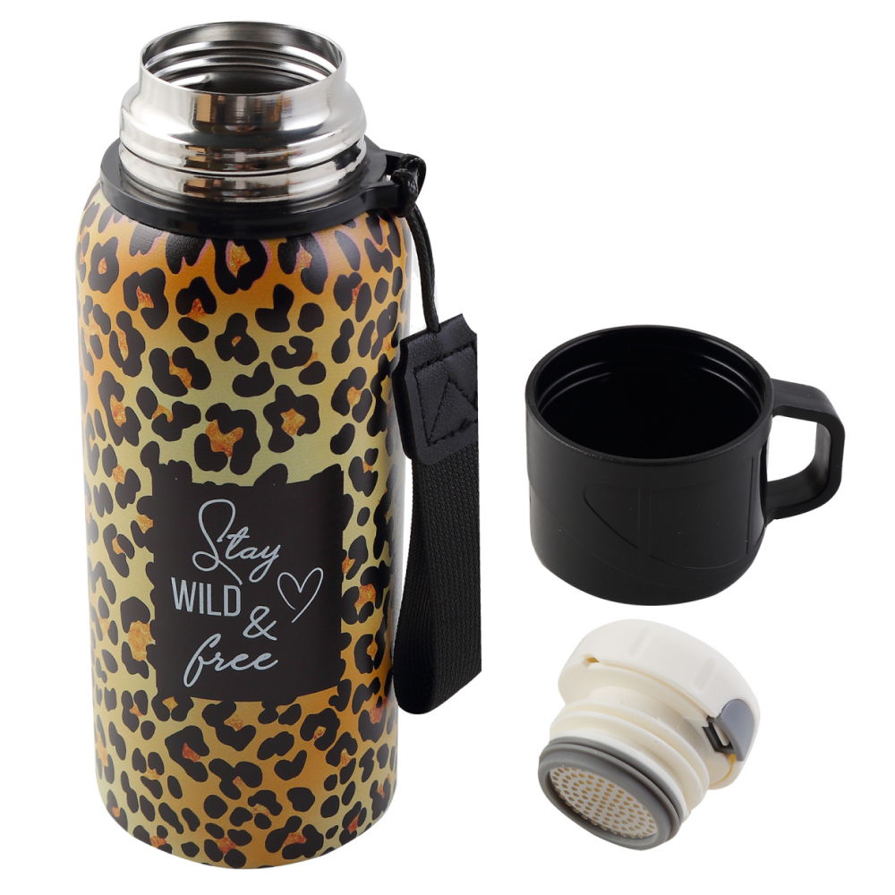 Термос "Леопард", 600 мл, желтый, черный