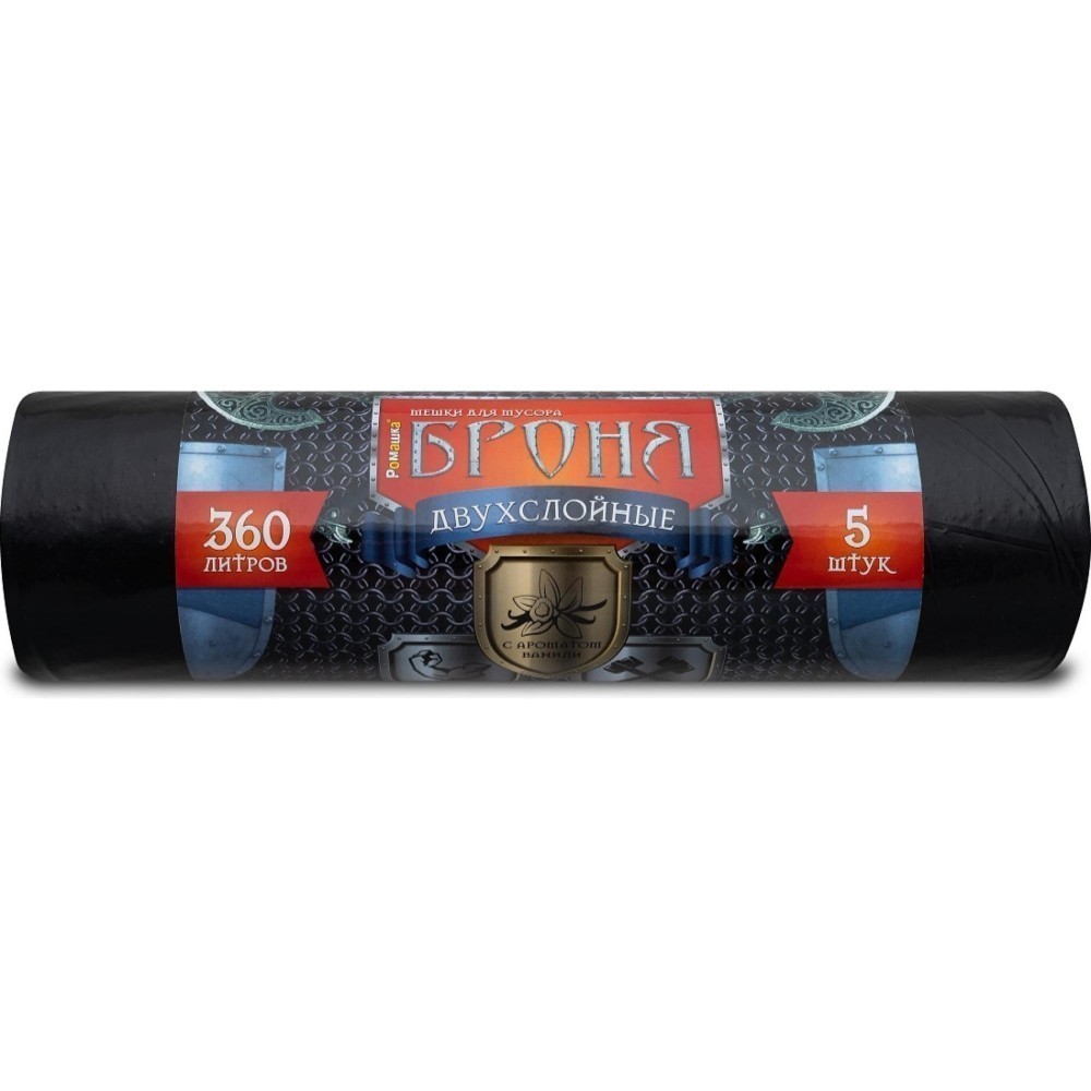 Мешки для мусора Ромашка Броня, 360 л, ПВД, 60 мкм, 120х160 см, 5 шт/рулон, черный