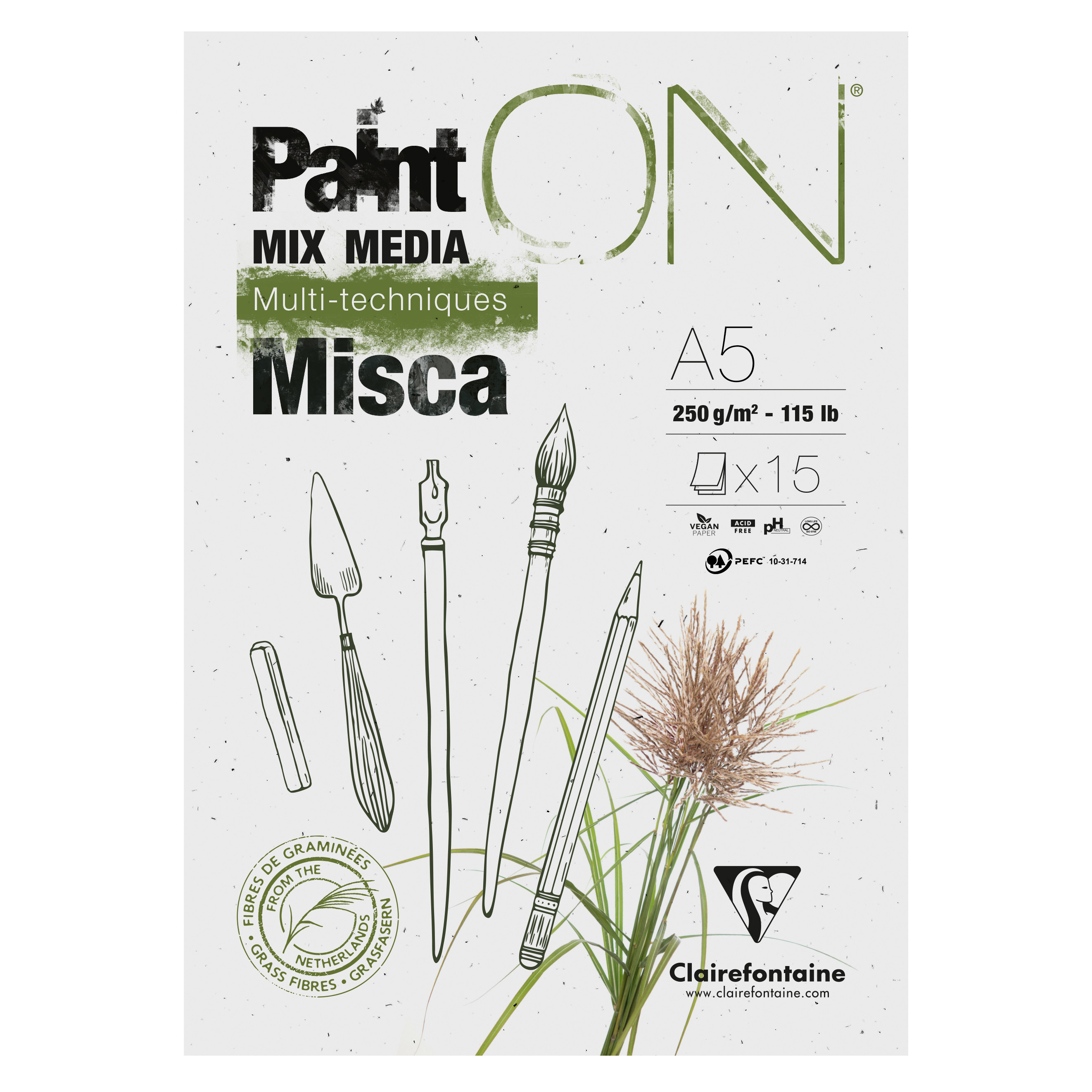 Блок-склейка "Paint`On" Misca, A5, 250г/м2, 15 листов