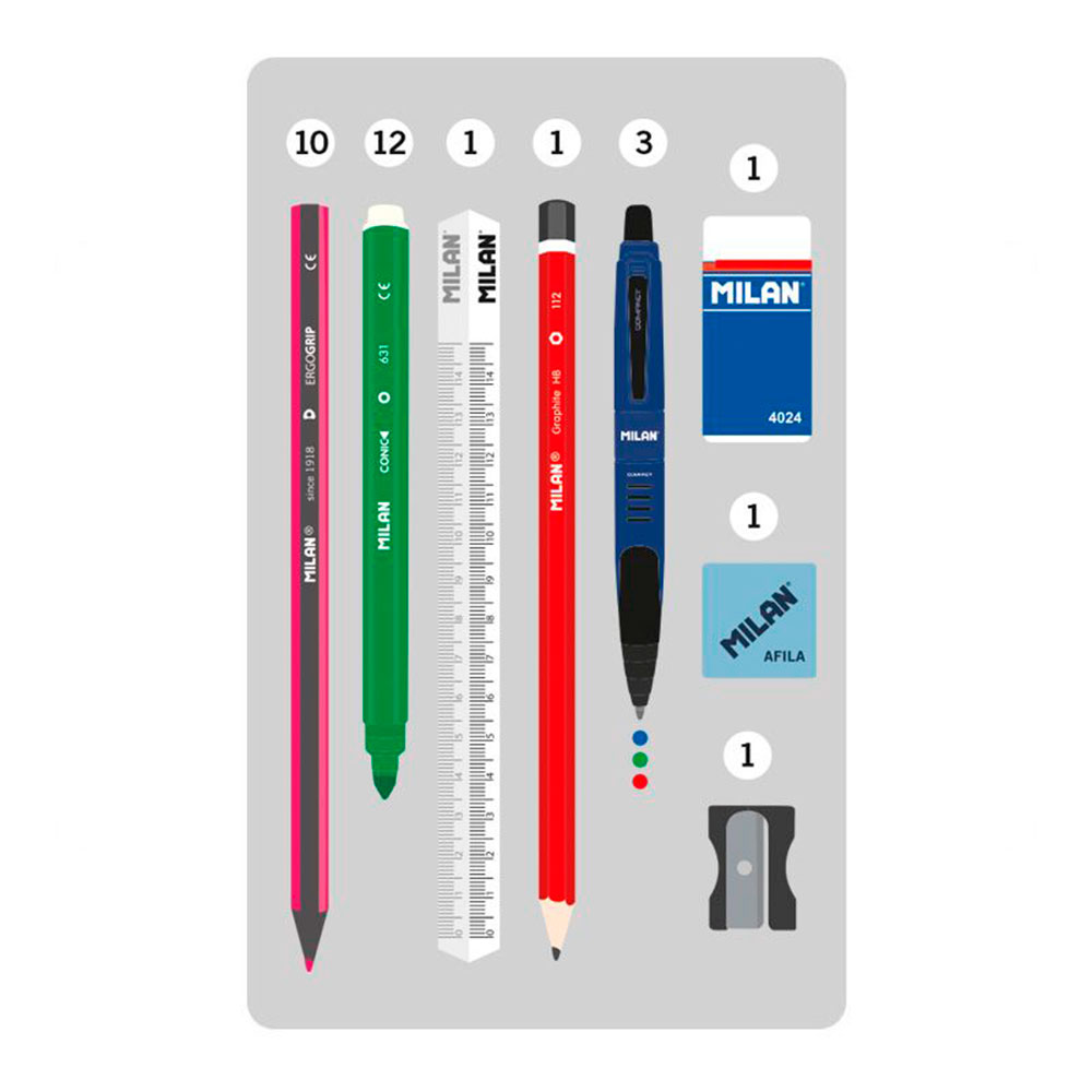 Пенал Milan "Ninjutsu", 4 отделения, с наполнением, красный - 6