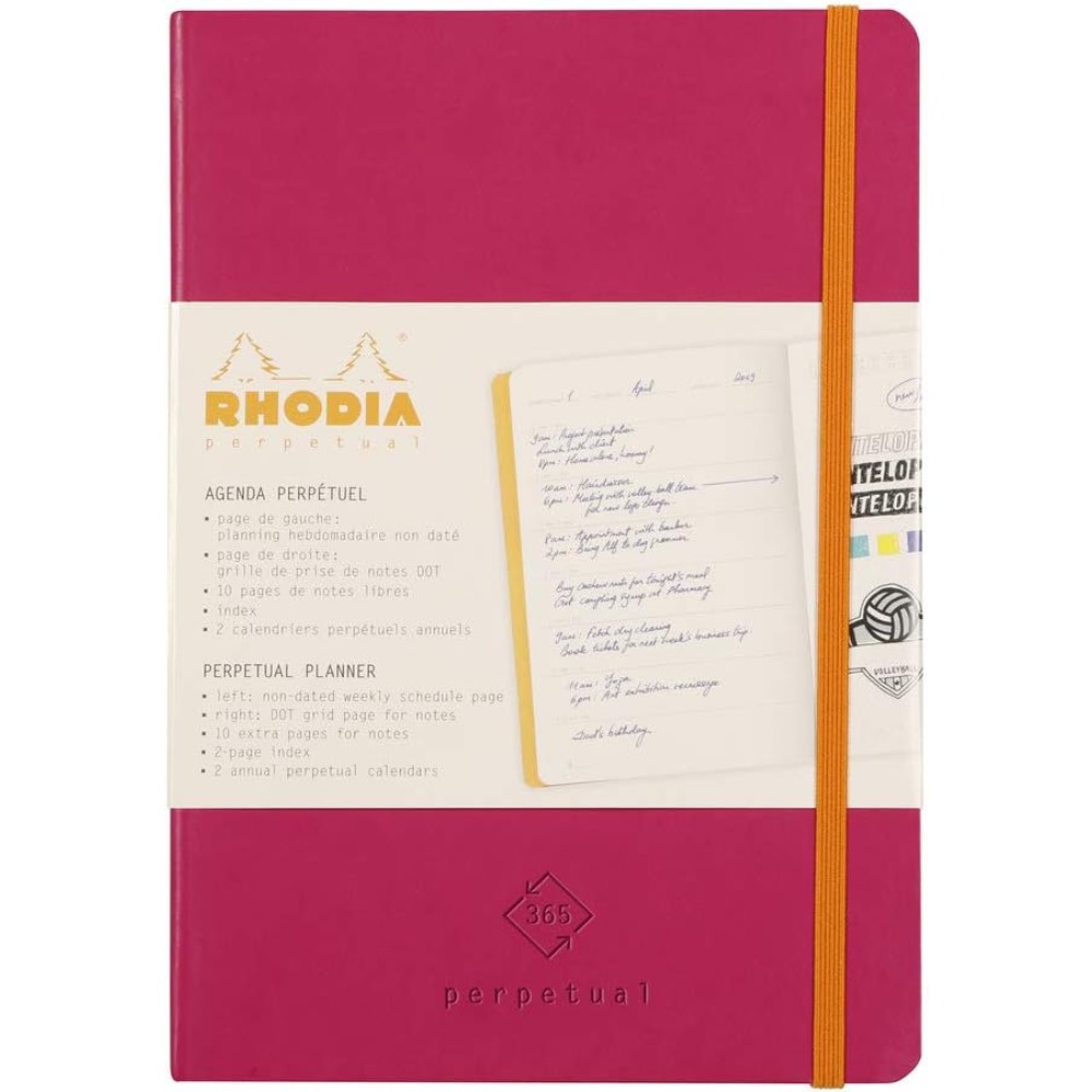 Еженедельник недатированный Clairefontaine Rhodia "Rhodiarama Perpetual", 148x210 мм, 128 страниц, малиновый