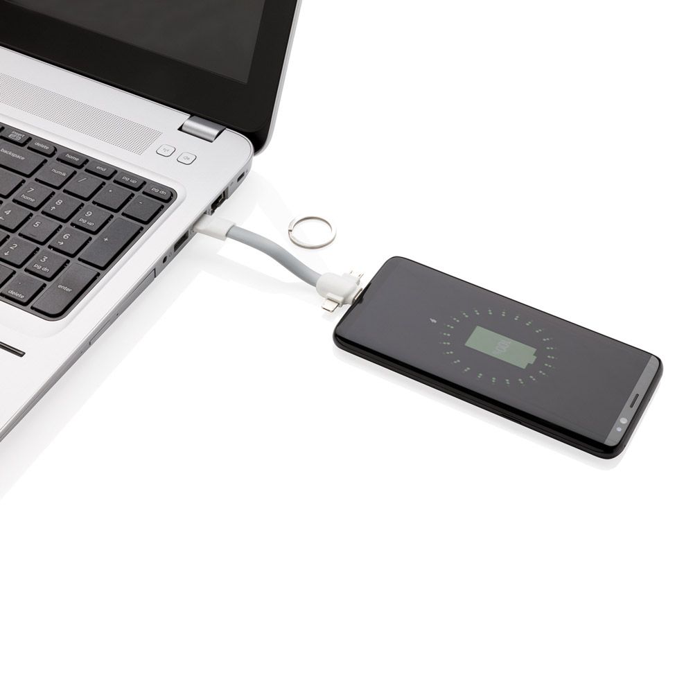 Кабель-брелок с микро-USB "P302.113", серый, белый - 4