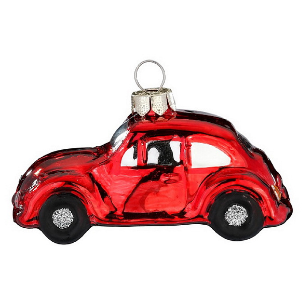 Украшение елочное "Машина", 4 см, стекло, красный