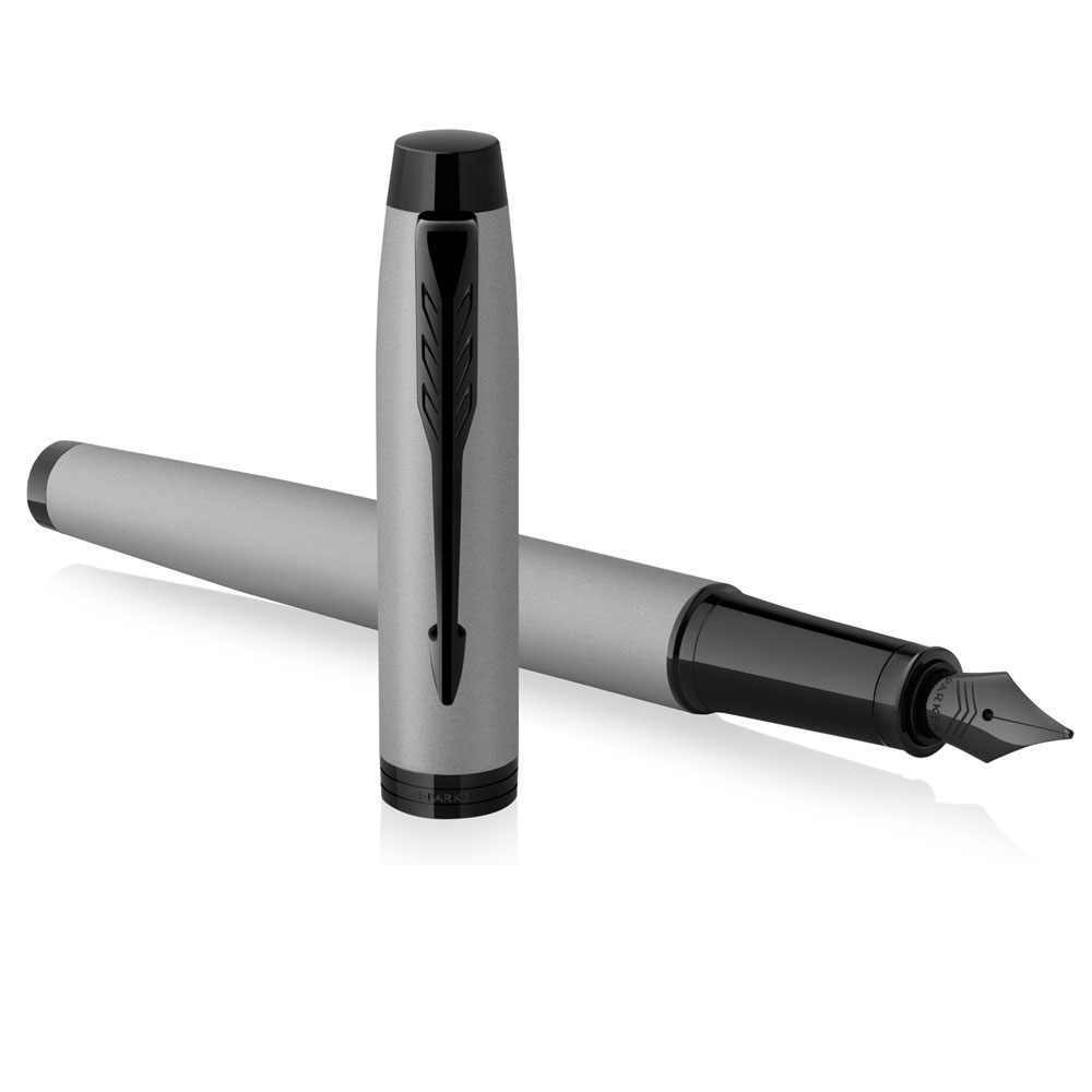 Ручка перьевая Parker "IM Achromatic F317", F, серый, черный, патрон синий