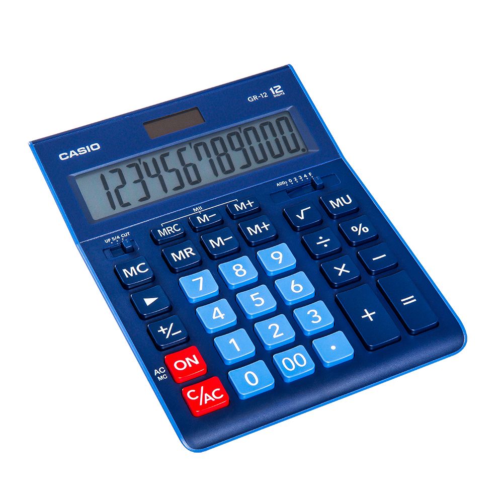 Калькулятор настольный Casio "GR-12", 12-разрядный, синий