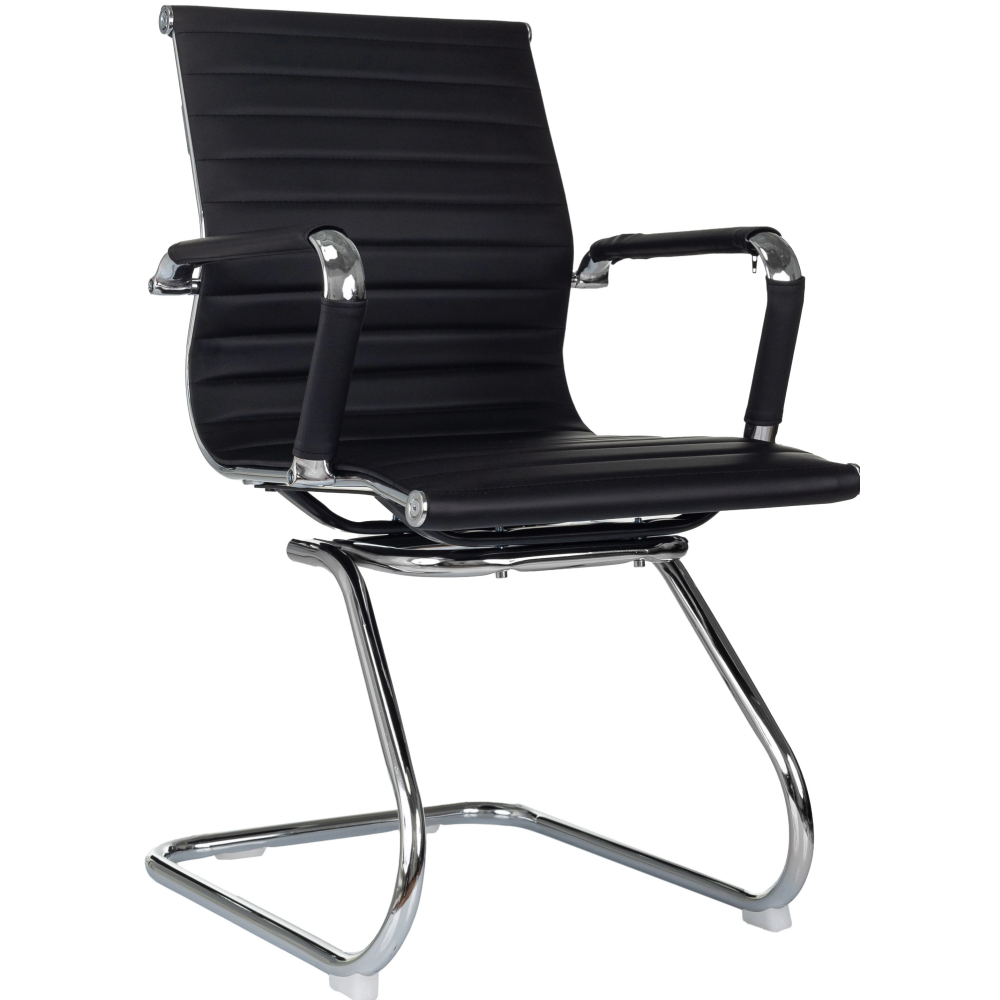 Кресло на полозьях "Бюрократ CH-883-LOW-V", экокожа, черный, металл хром