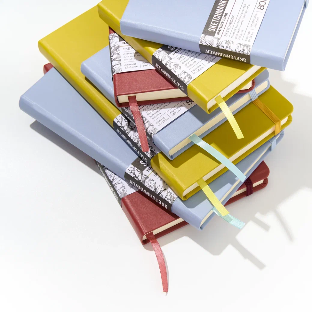 Скетчбук "Sketchmarker", 9х14 см, 140 г/м2, 80 листов, красный винтаж - 7