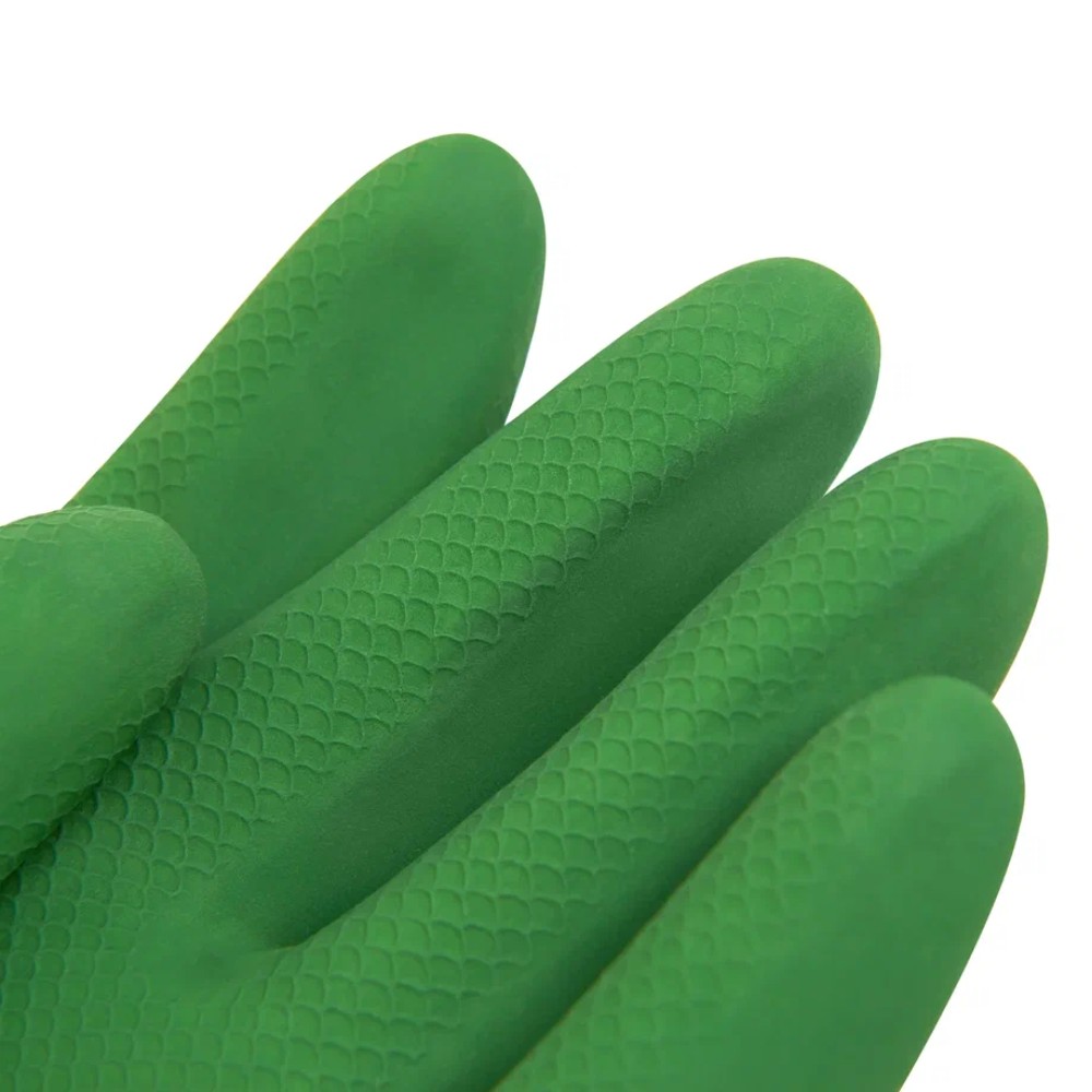 Перчатки латексные хозяйственные Zaubex БИКОЛОР, усиленные, р-р L, зеленый, желтый - 3