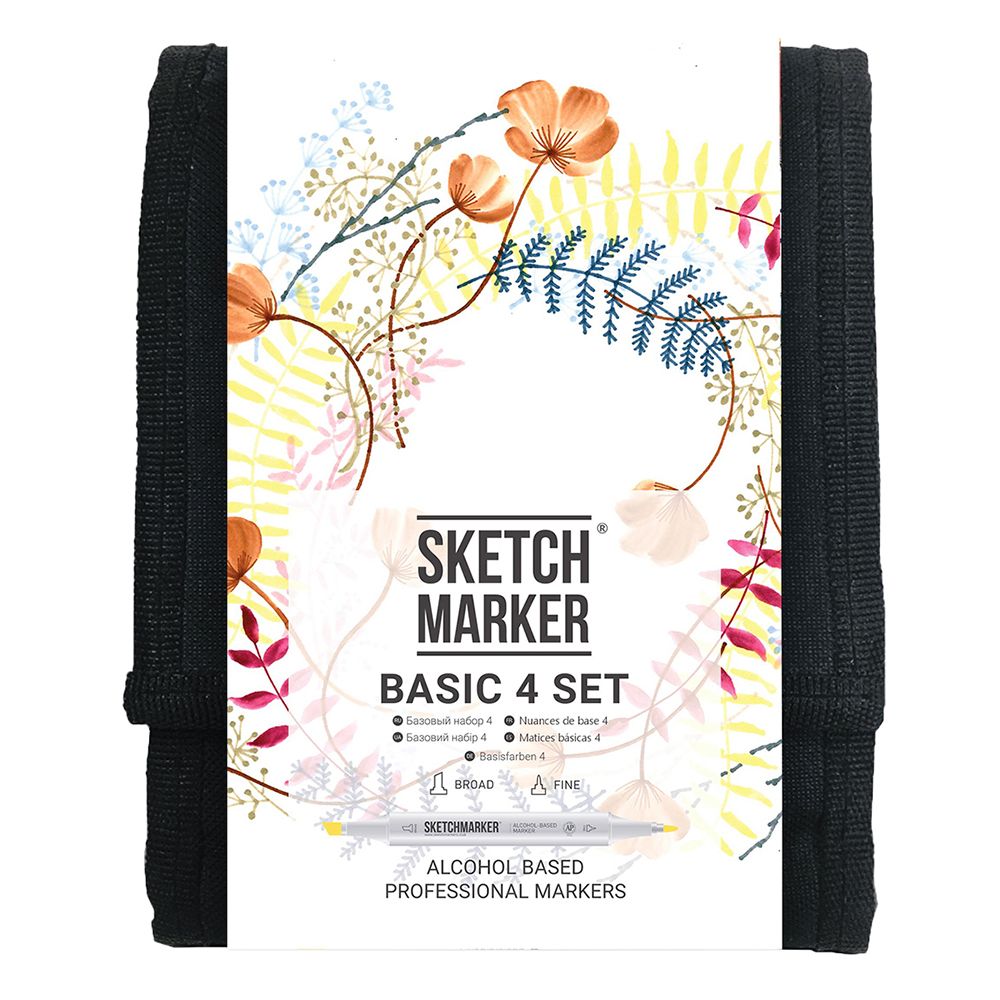 Набор маркеров перманентных двусторонних "Sketchmarker Basic 4", 12 шт.