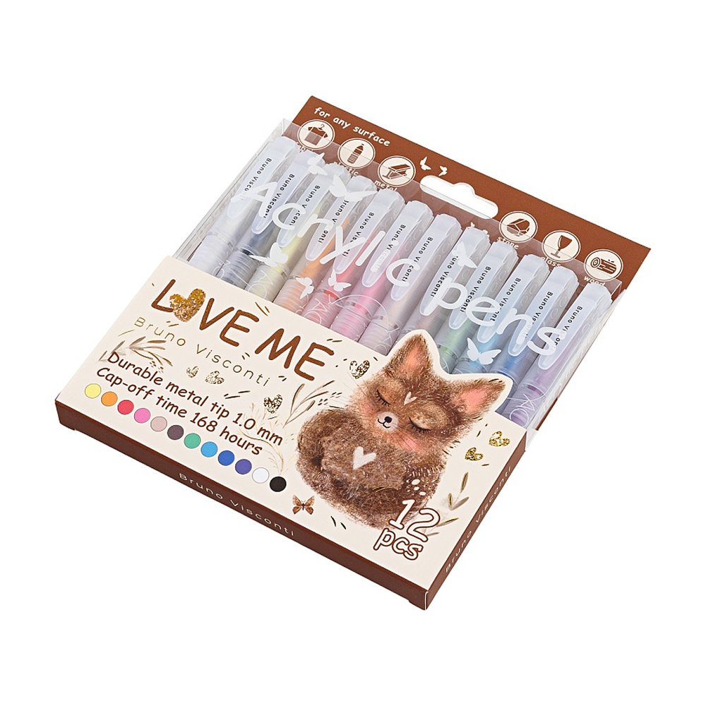 Набор ручек акриловых "Love me", шариковые, 1 мм., пластиковые, 12 штук - 2