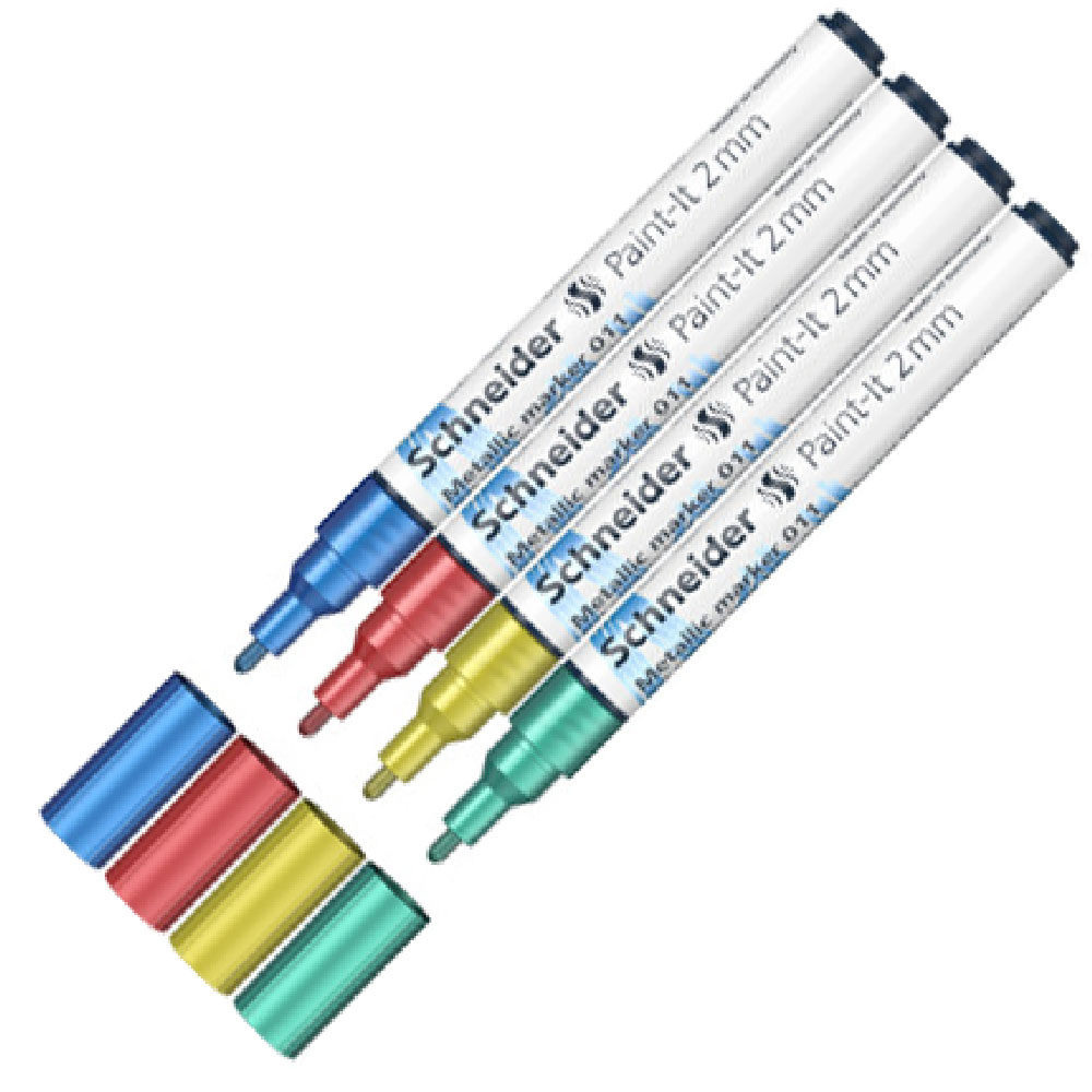 Набор маркеров перманентных Schneider "Paint-It 011 Set 2", 4 шт, ассорти металлик