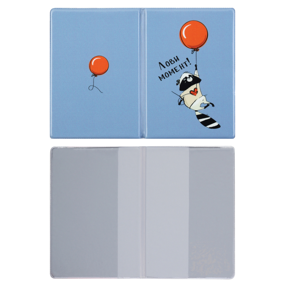 Обложка для паспорта "Енот", голубой