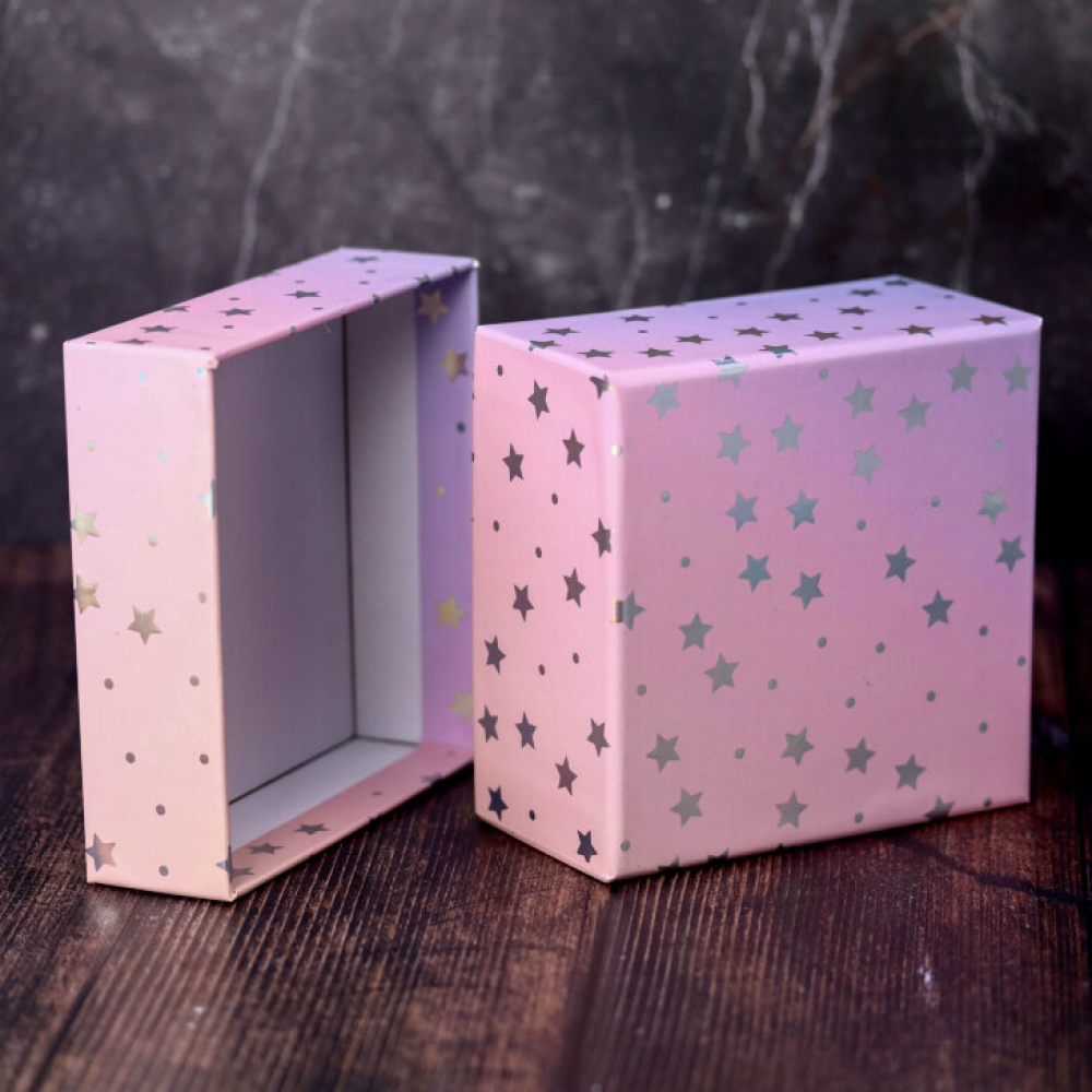 Коробка подарочная "Starry sky pink", 12х12х6 см, картон - 4