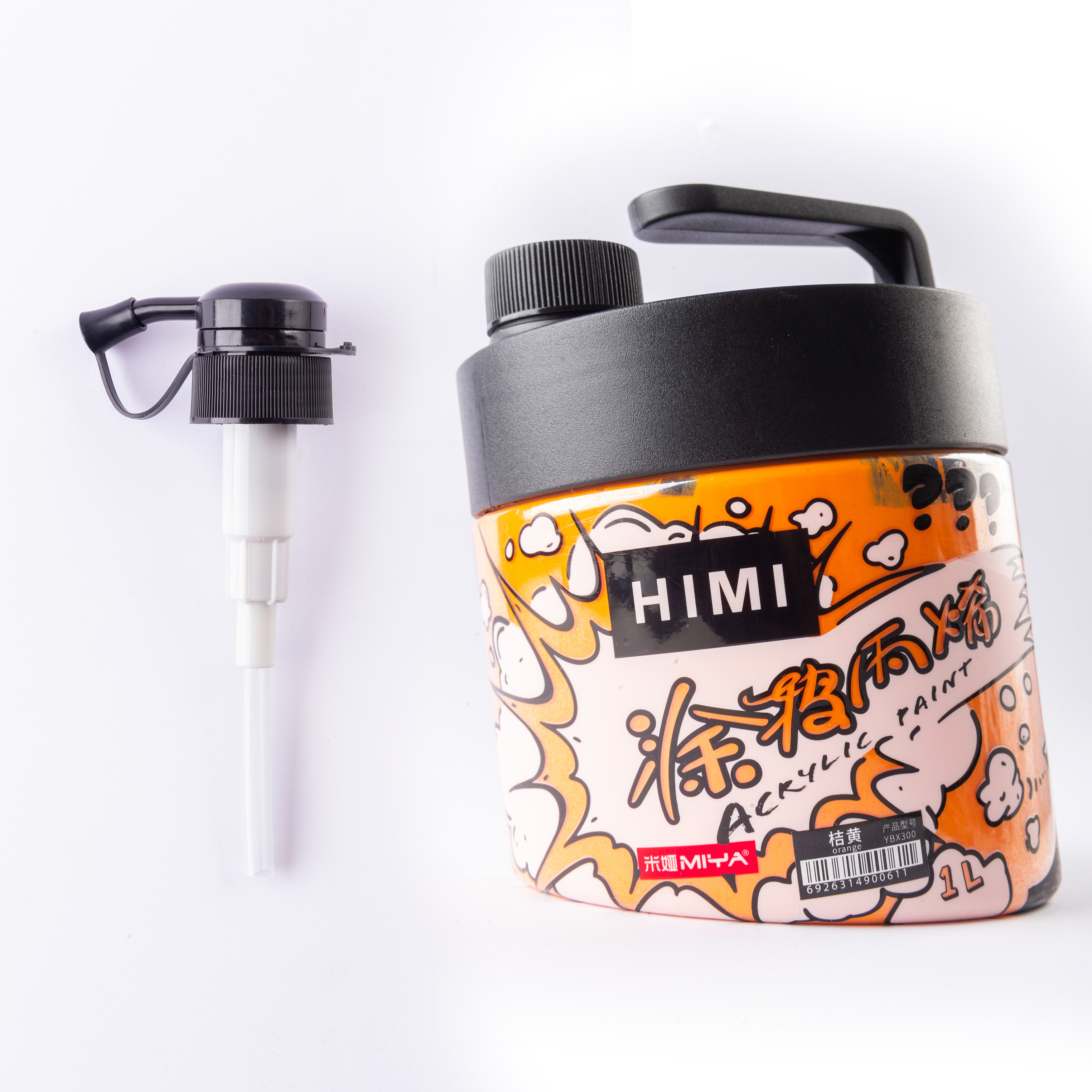 Краски акриловые "Himi Miya", 022 оранжевый, 1 л, банка с помпой