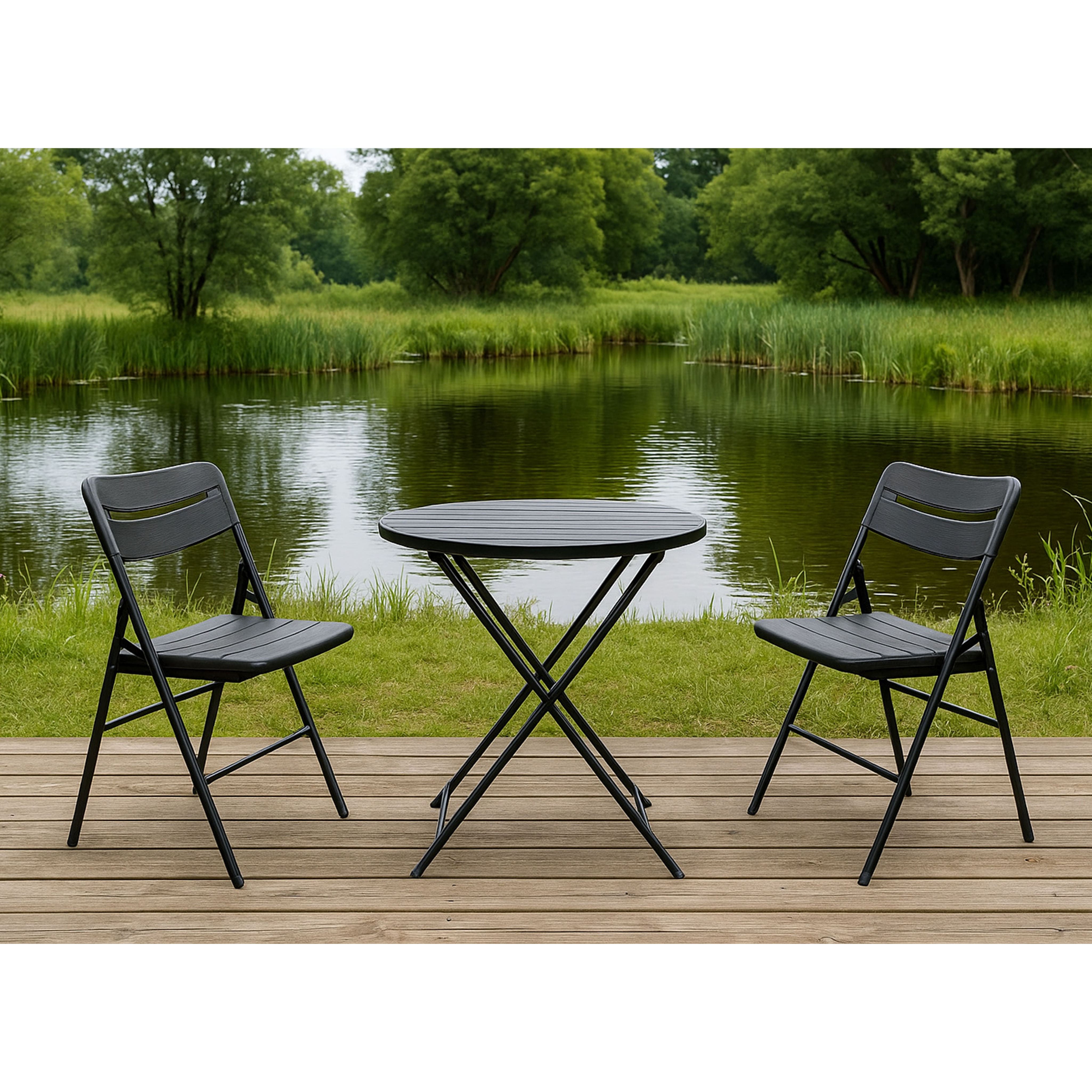 Стул складной, пластик, темно-серый - 4