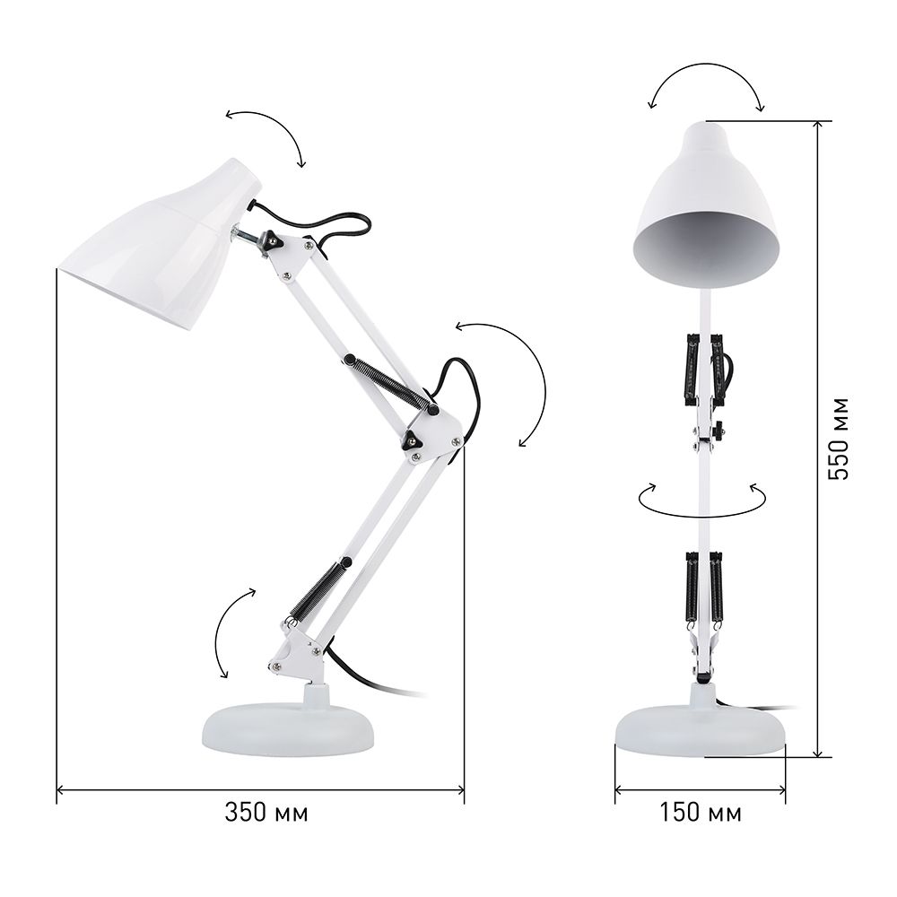Светильник настольный "ЭРА N-123-Е27-40W", без лампочки, белый - 4