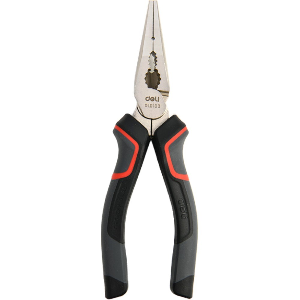Длинногубцы Deli RS EDL0103, 160 мм, черный, красный