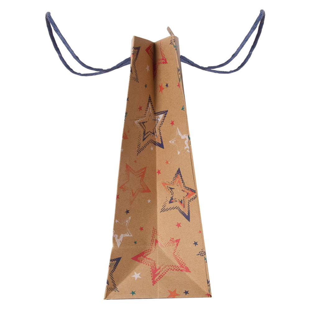 Пакет бумажный подарочный "Stars kraft", 26.5x14x33 см - 5