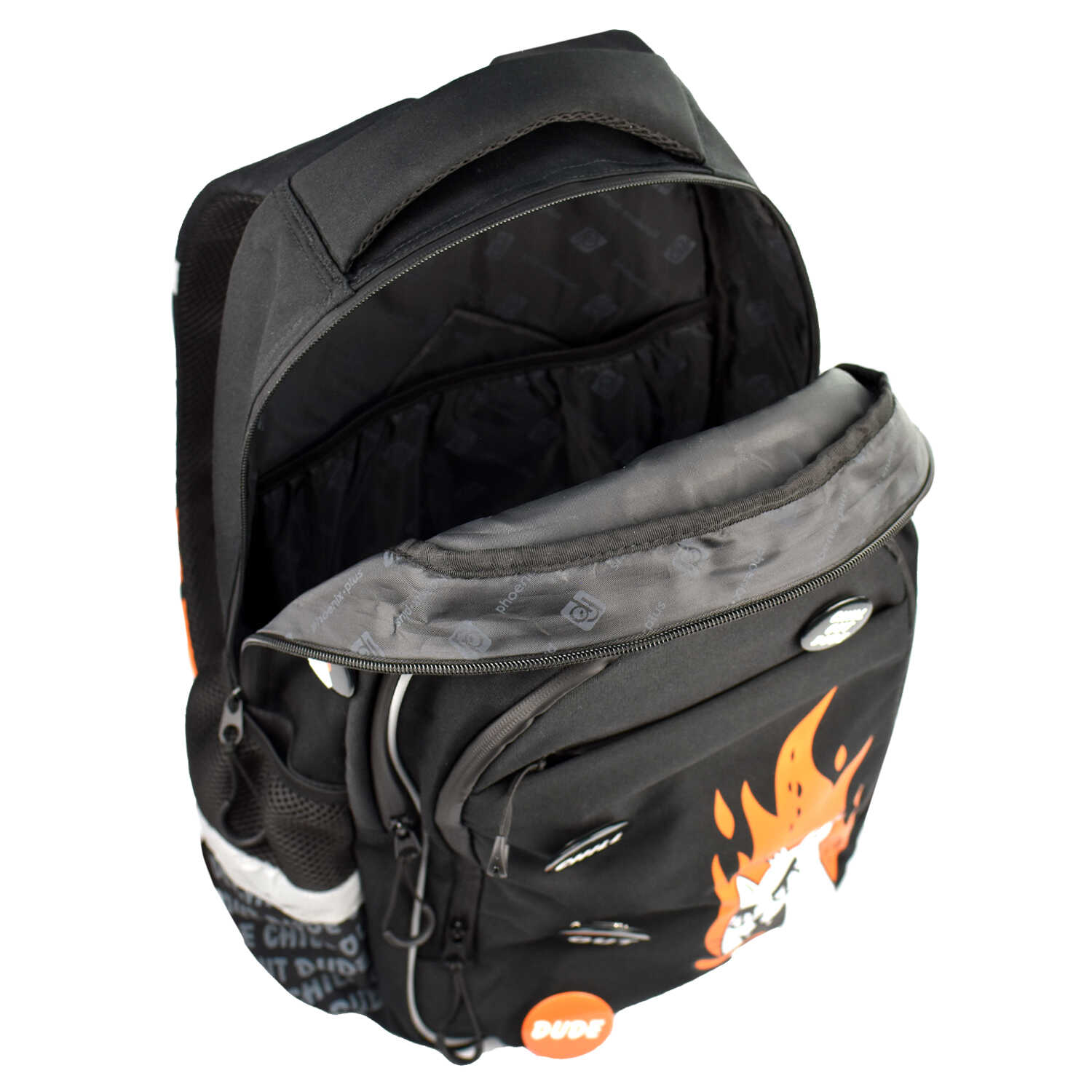 Рюкзак молодежный Феникс+ "Яростный Кот"с уплотненной спинкой, черный - 7