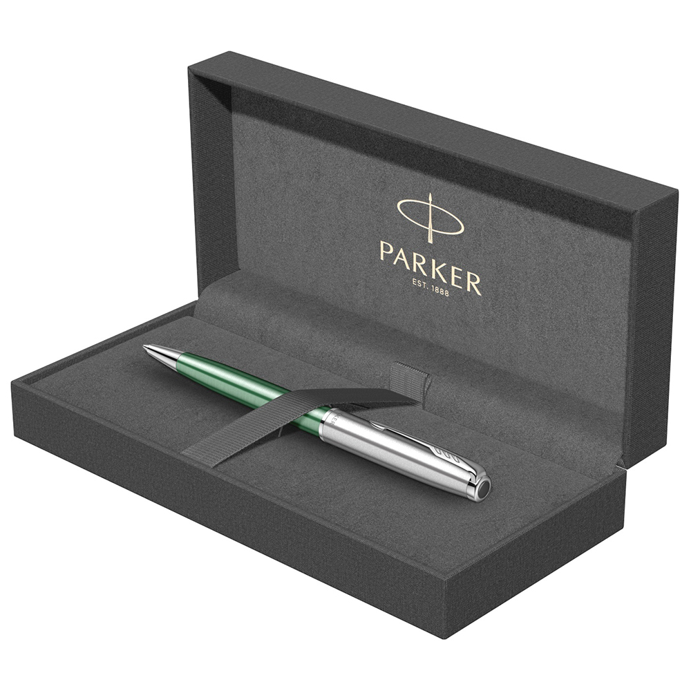 Ручка шариковая автоматическая Parker "Sonnet Essential SB K545", 0,7 мм, серебристый, зеленый, стерж. черный - 4