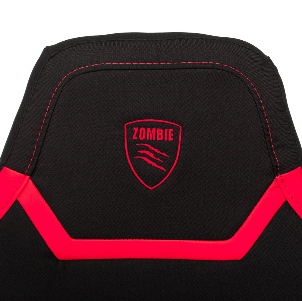 Кресло игровое Бюрократ "Zombie 10", текстиль/эко.кожа, пластик, черный, красный - 4