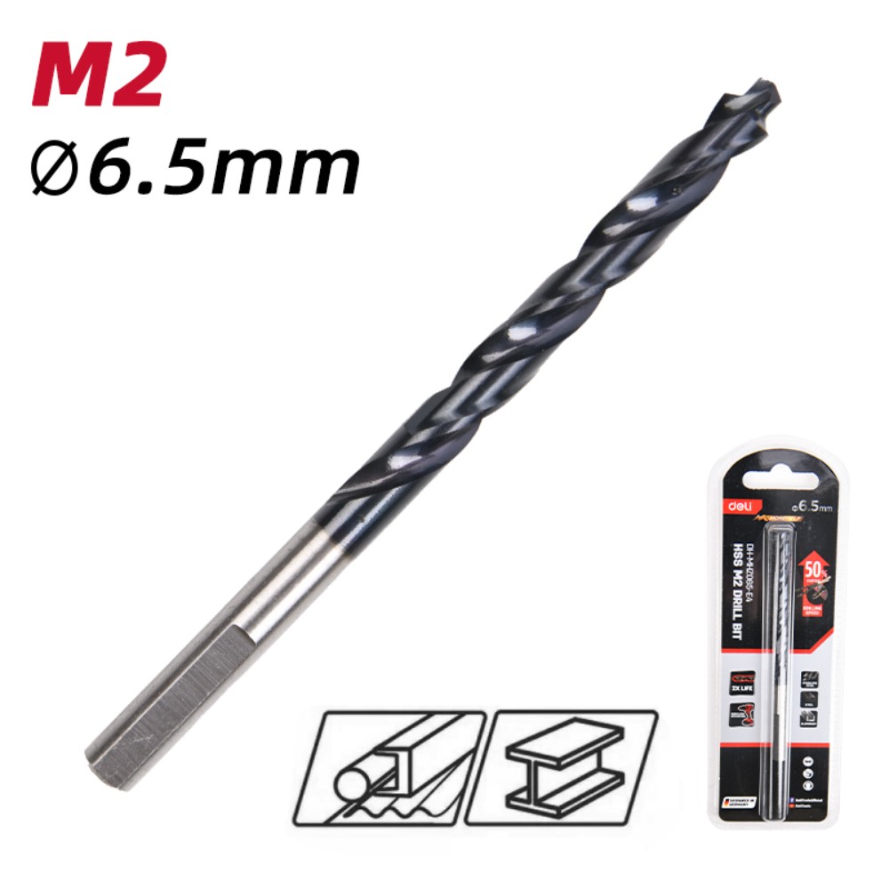 Сверло по металлу Deli RS EDH-MHZ065-E4, 6.5 мм, DIN 338, HSS-TiN