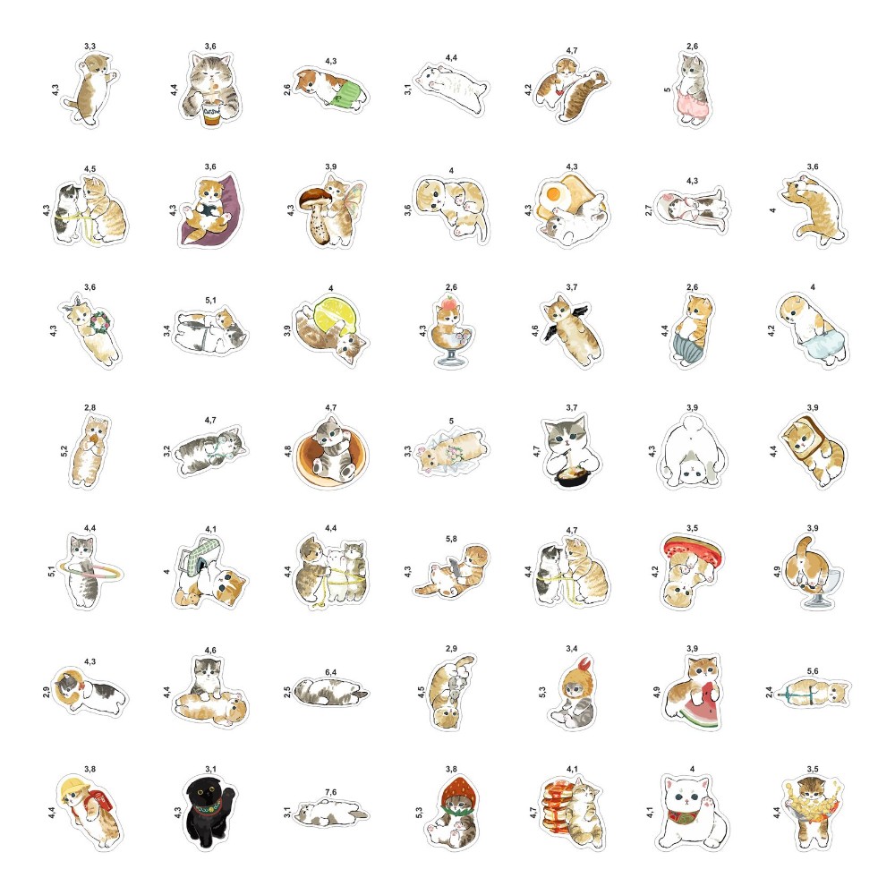 Набор наклеек виниловых "Кавайные коты №1", А6, 9 листов, 48 шт.