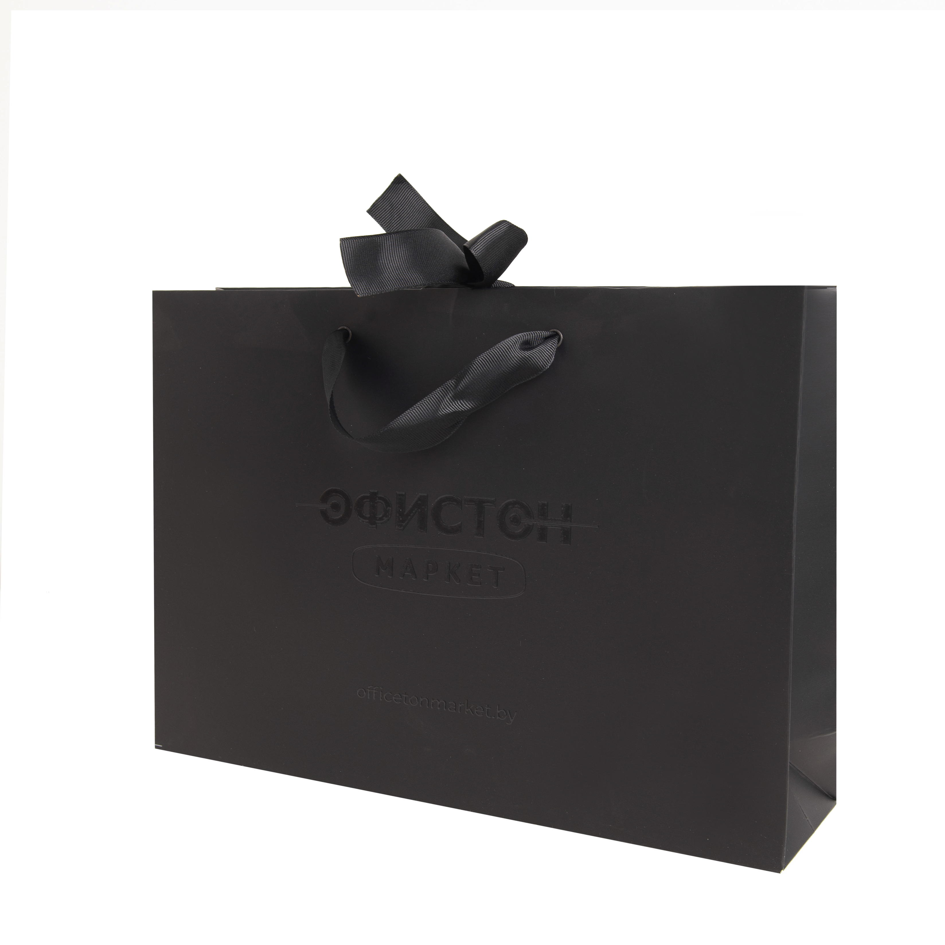Пакет бумажный "Офистон Маркет", 32x23x8 см, черный - 2
