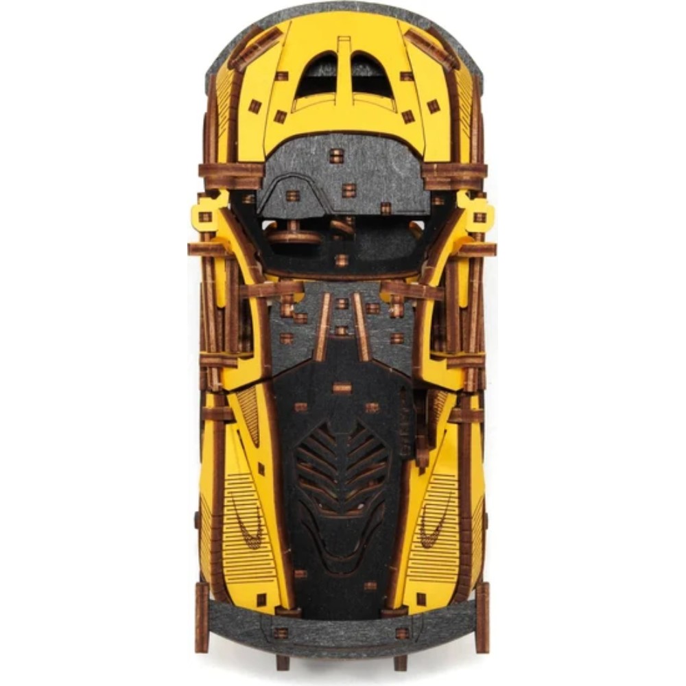 Конструктор 3D "Гоночный автомобиль", деревянный, желтый - 4