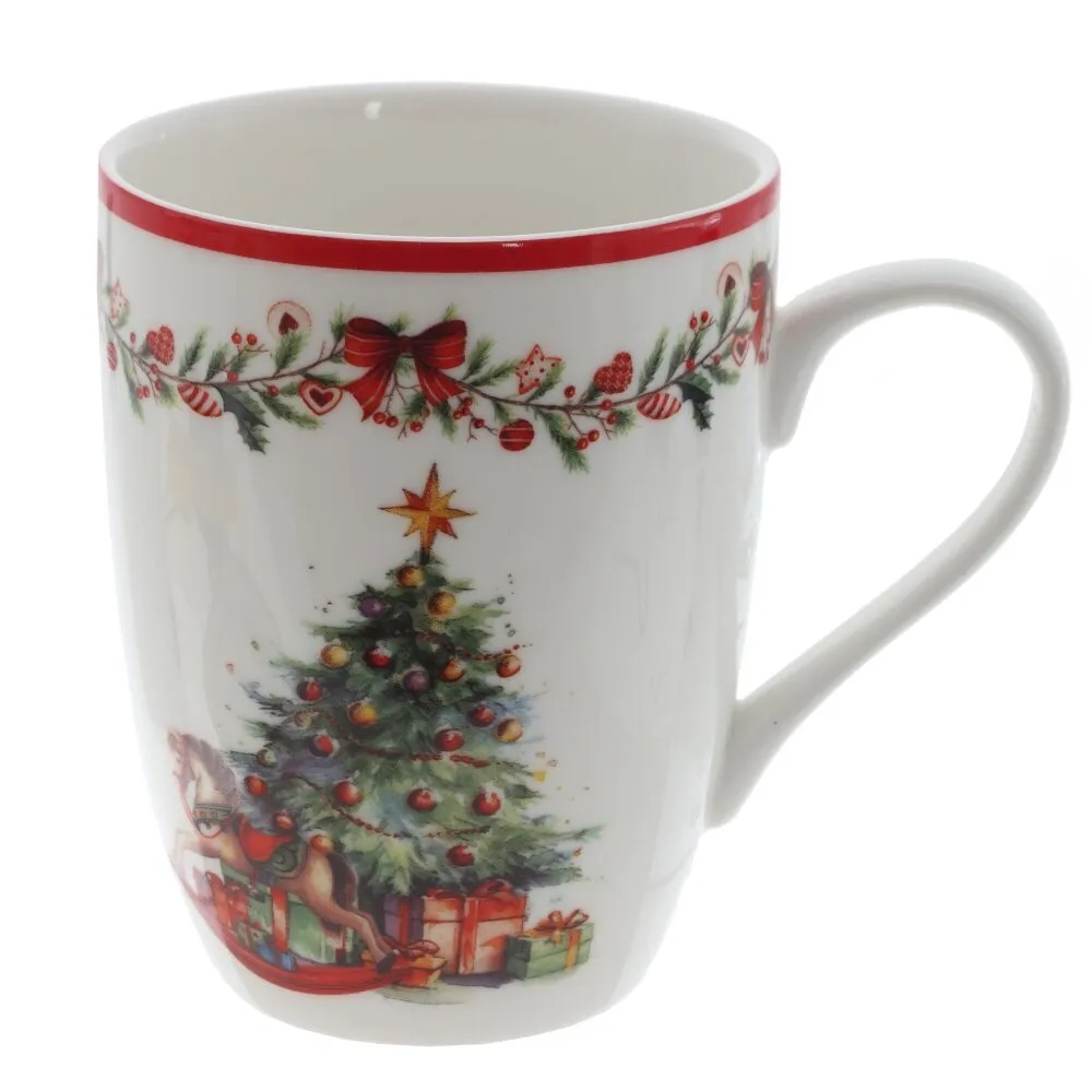 Кружка фарфоровая "Елка", 350 мл. , разноцветный