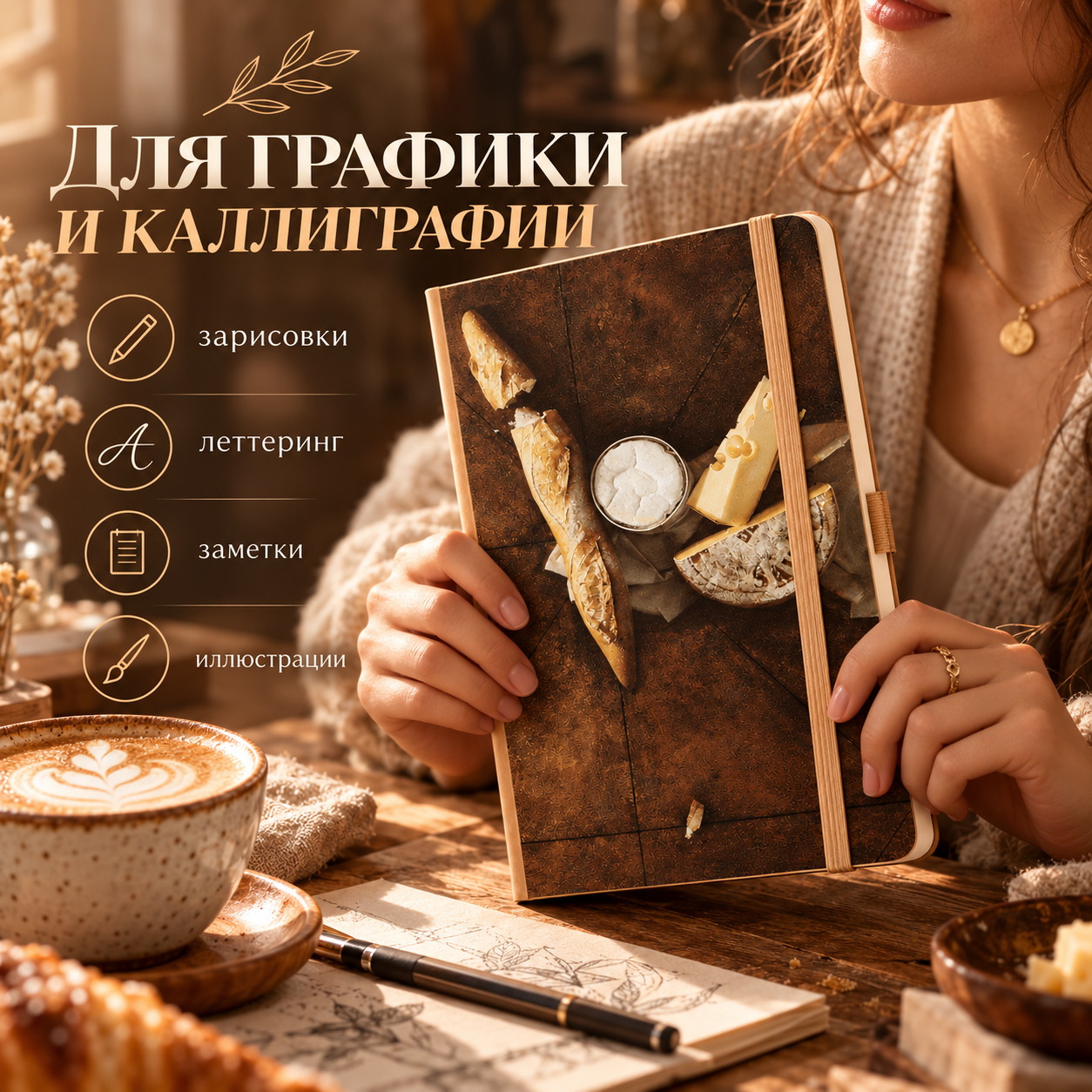 Скетчбук "Swiss cheese", Алеся Скоробогатая, 13х21 см, 140 г/м2, 80 листов, капучино