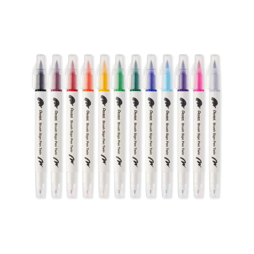Маркер-кисть "Brush Sign pen twin", 12 шт - 7
