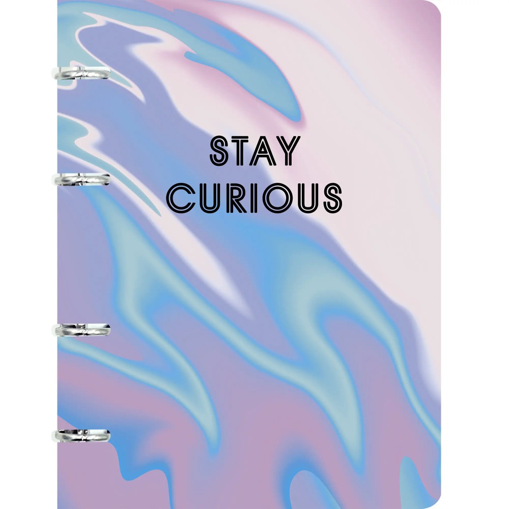 Тетрадь "Stay Curious", А5, 120 листов, клетка, на кольцах, сиреневый