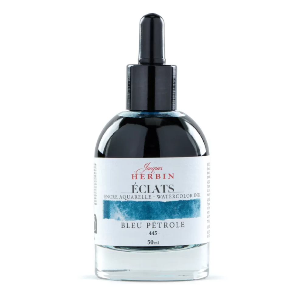 Чернила акварельные "Herbin. Eclats", бензиновый синий, 50 мл.