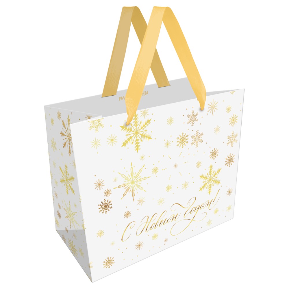 Пакет подарочный "Gold snowflake", ламинированный
