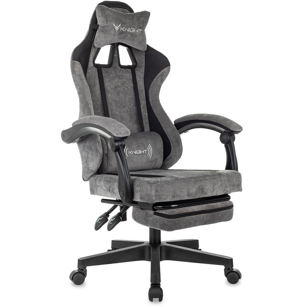 Кресло игровое Бюрократ Knight "Custom/F GR", ткань, пластик, серый, черный