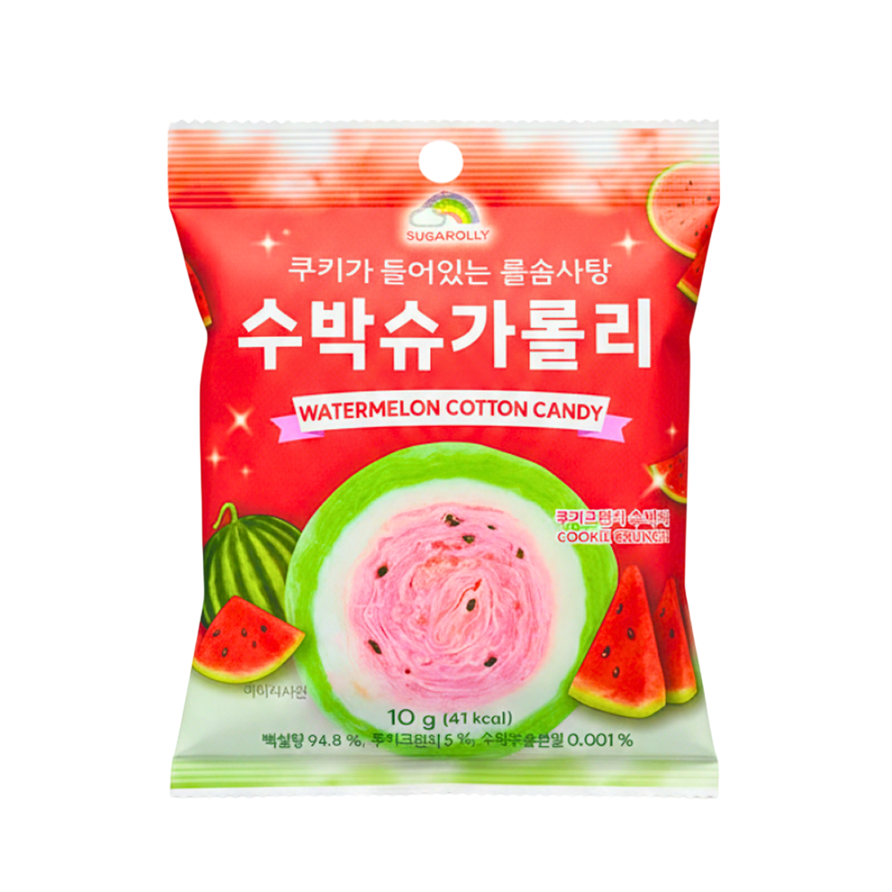 Сахарная вата "Watermelon Sugar Lollies", 10 гр., с кусочками печенья со вкусом арбуза