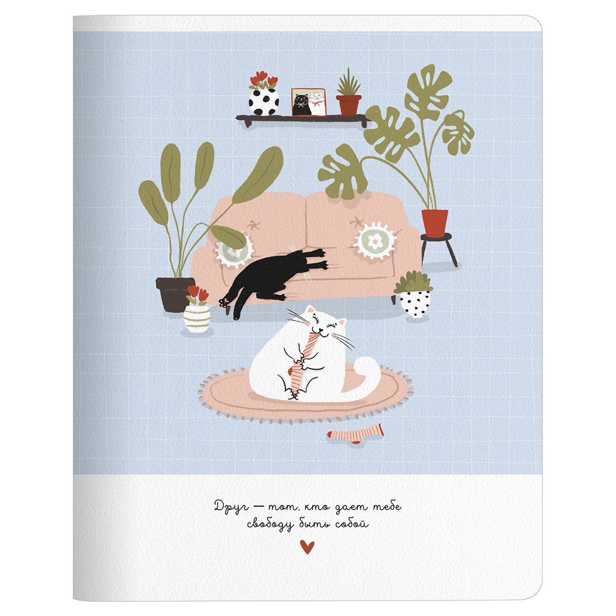 Тетрадь А5 48 л., клет. "Mur-mur шалость" скоба сбоку, гибк. обл., мат. ламинация, разноцветный