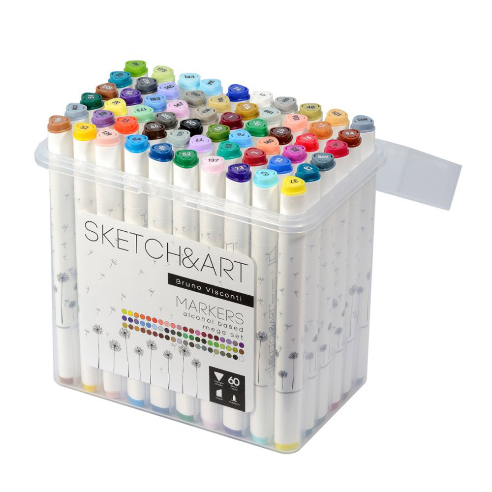 Набор двусторонних маркеров для скетчинга "Sketch&Art", 60 цветов