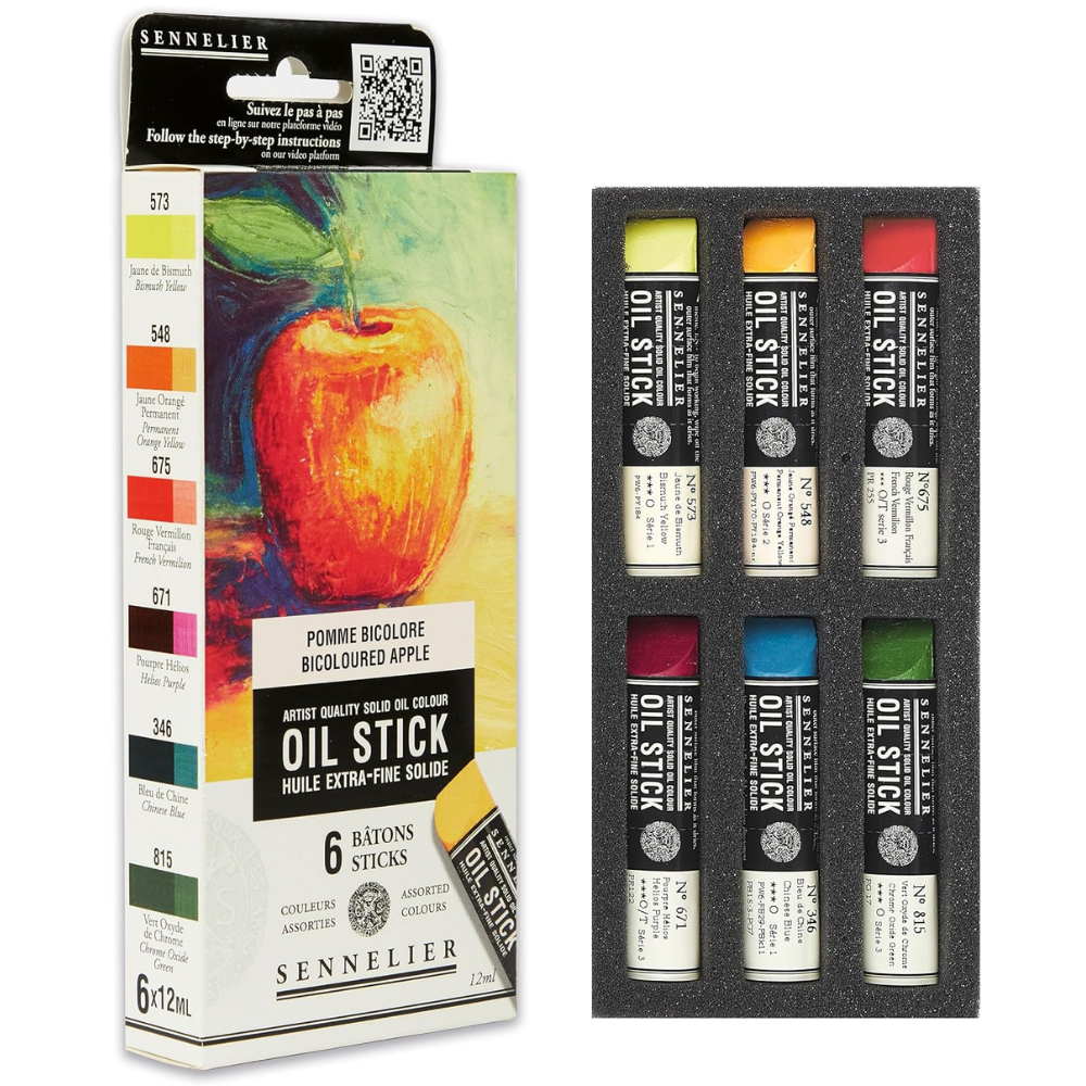 Набор красок масляных в стиках "Sennelier. Bicoloured apple", 6 цветов