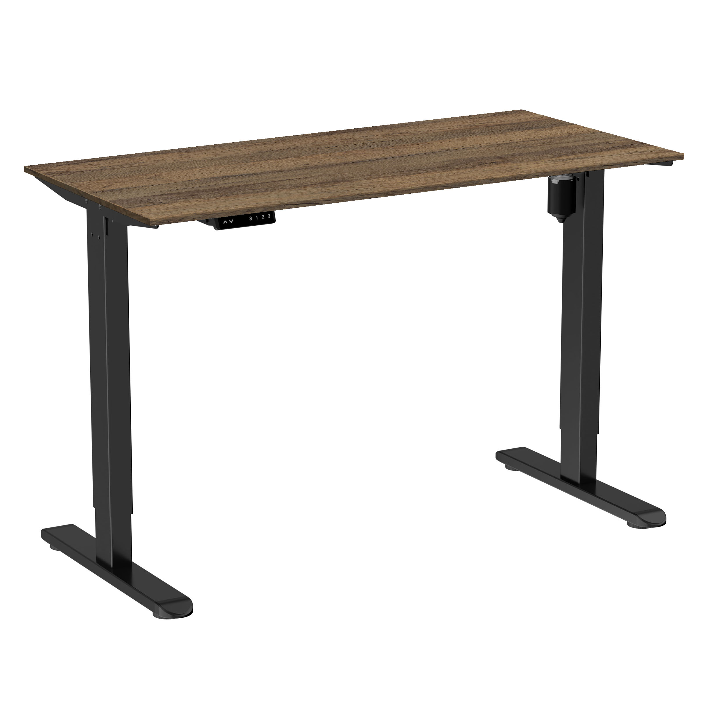 Стол с электроприводом WellDesk Light 1300x675х18 черный/дуб санта-фе винтаж (9116309+9178196)