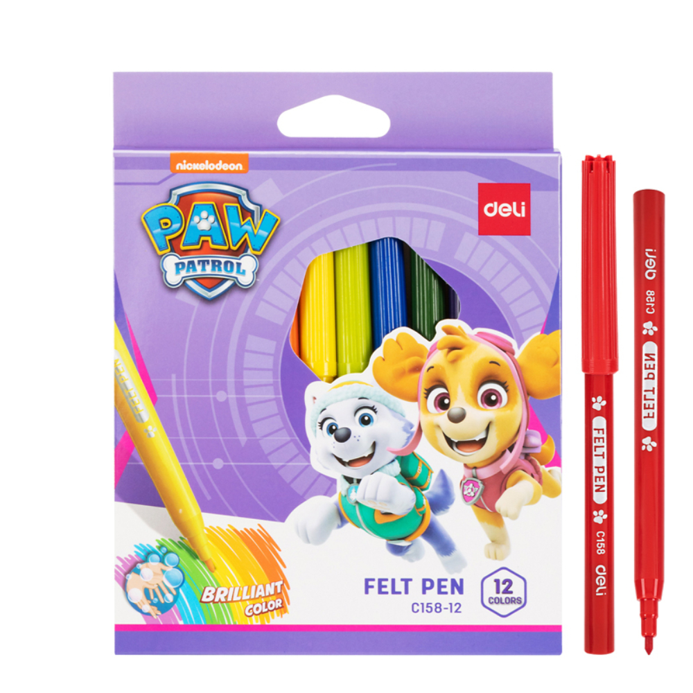 Фломастеры Deli "Paw Patrol", 12 штук, ассорти