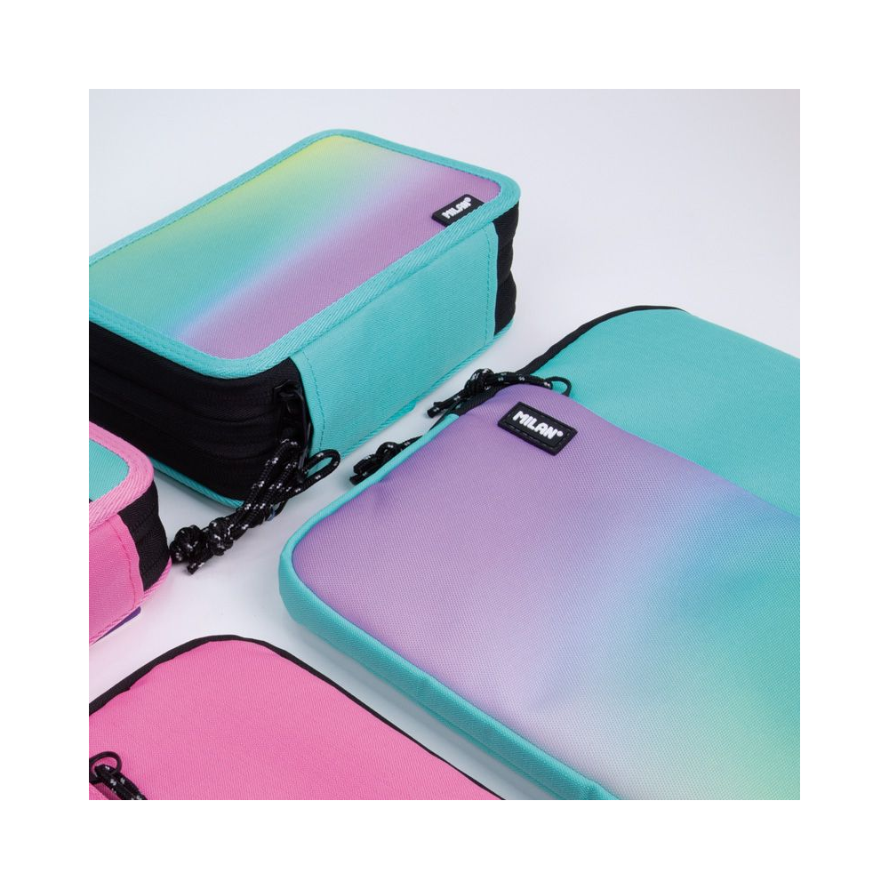 Пенал "Sunset" с наполнением, 2 отделения, сиренево-мятный - 4