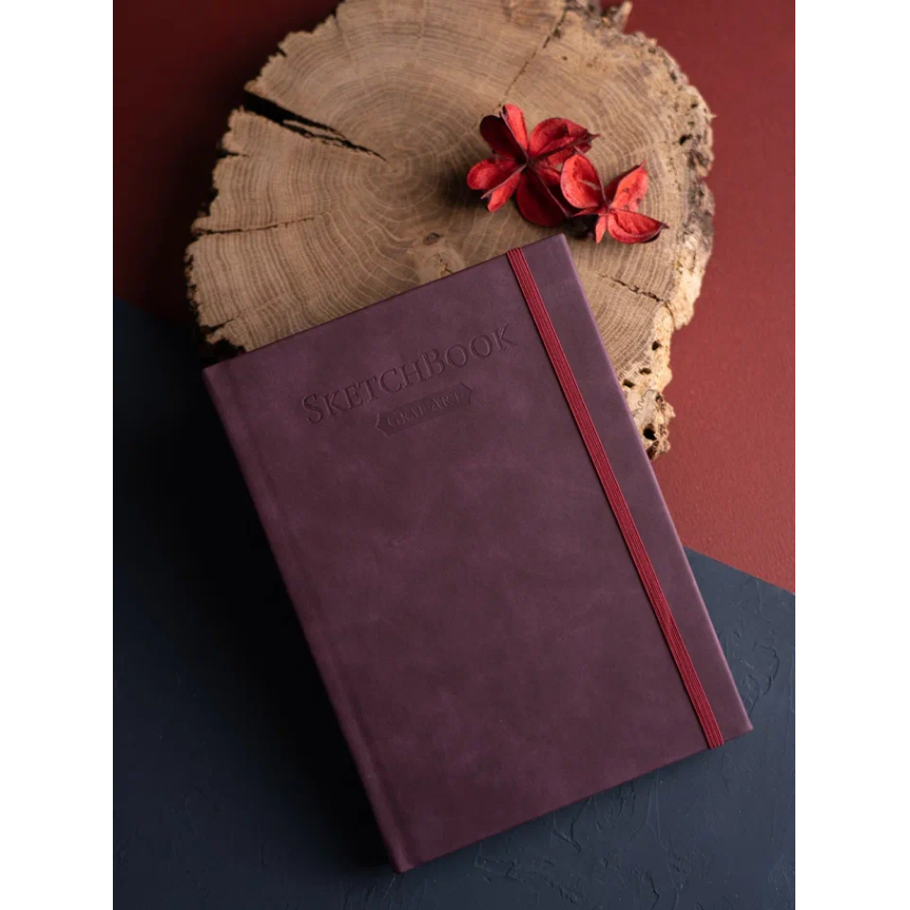 Скетчбук для графики "GrafArt white", 50 листов, А5, 160 г/м2, бордовый - 3