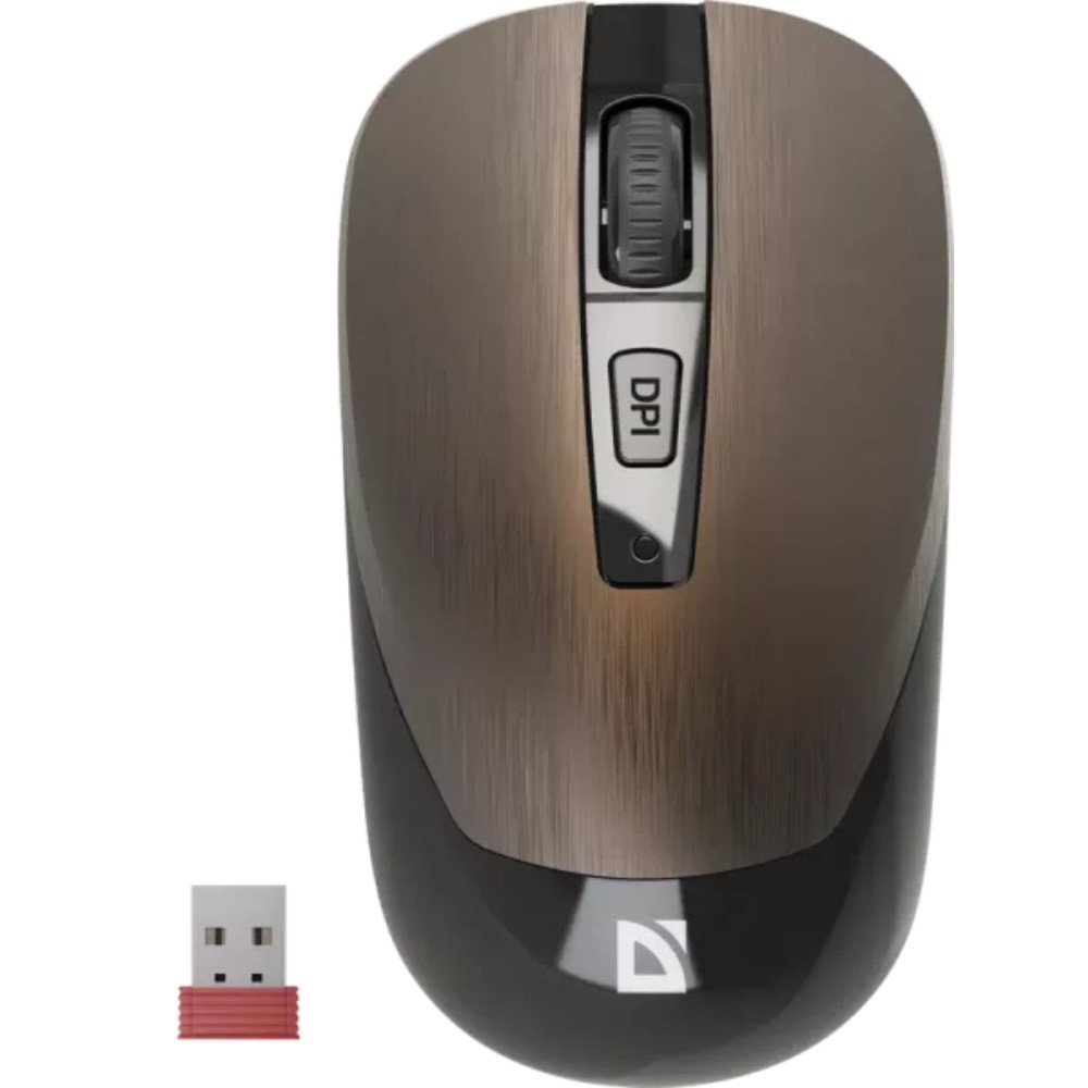 Мышь Defender "Wave MM-995", беспроводная, бесшумная, бронза